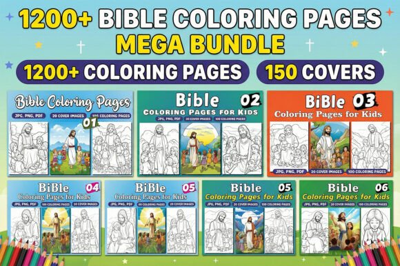 1200 Bible Coloring Pages Mega Bundle