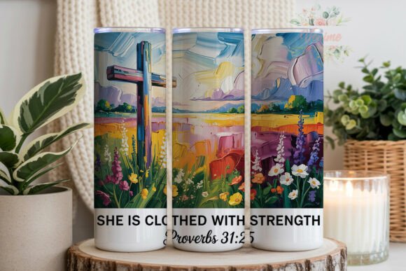 Christian Cross Wildflowers Tumbler Wraps