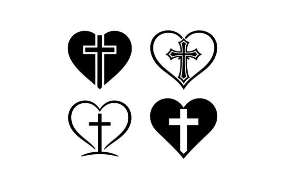 Christian Heart Cross Icons for Crafts