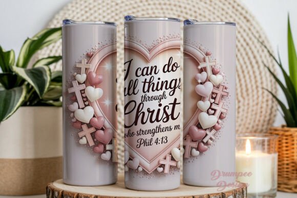 Christian Heart Cross Tumbler Wrap