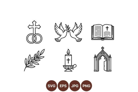 Christian Wedding Icon Clipart for Illustrations
