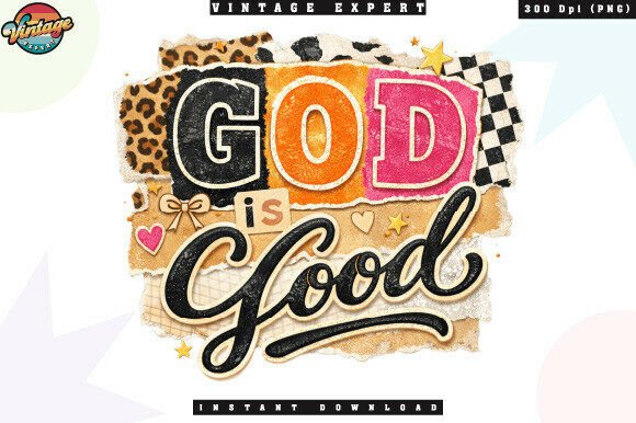 God is Good Christian Patchwork Illustrations