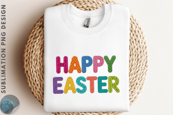Happy Easter Cross Faux Yarn PNG Design for Illustrations