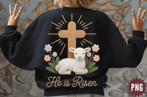 He is Risen Easter Jesus Lamb Cross PNG