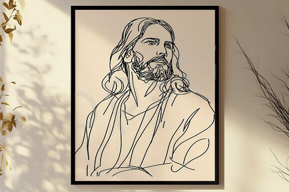 Jesus Line Art Christian Wall Art Illustrations