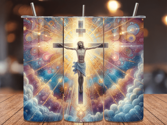 Jesus Savior Cross Galaxy Tumbler Wrap