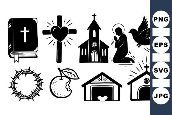 Religious Christian SVG Clipart Set for Crafts