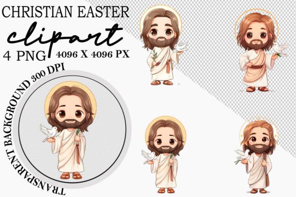Whimsical Christian Easter Clipart Illustrations
